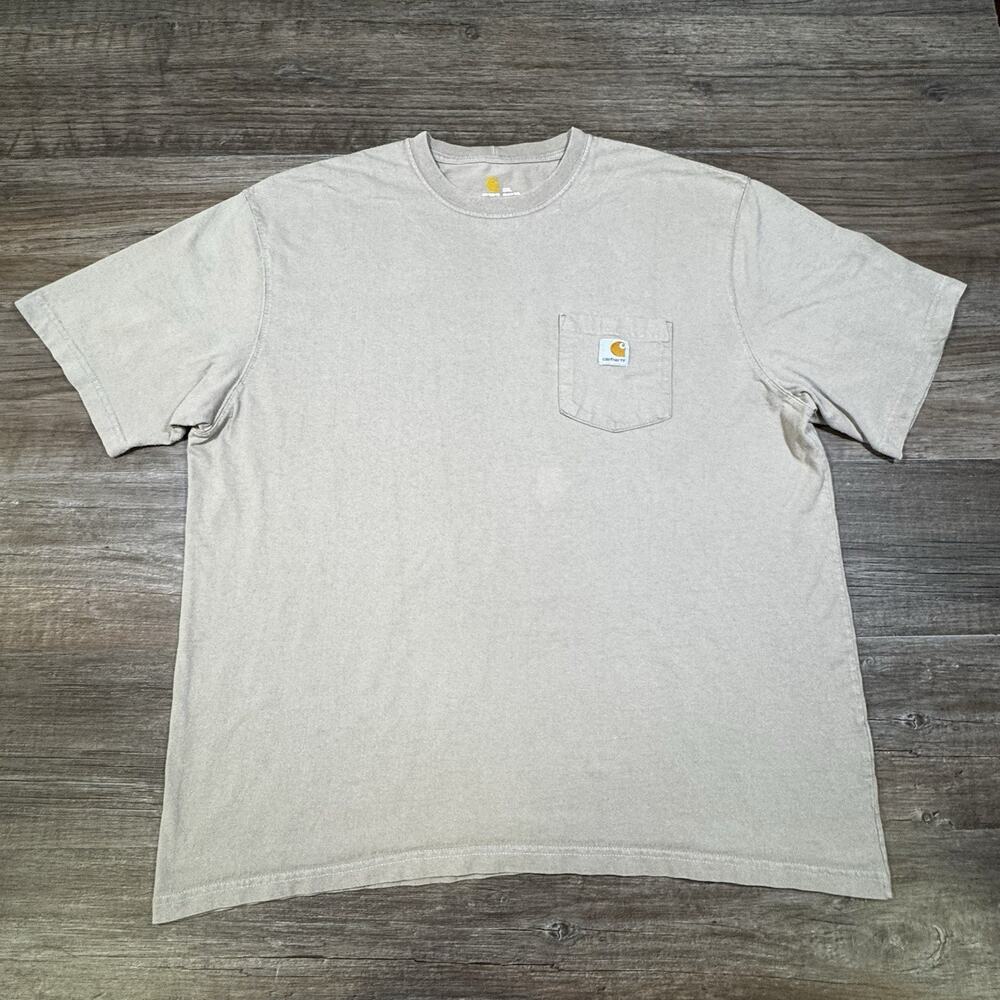 Carhartt K87 Mens 2XL Beige Original Fit Pocket T Shirt Workwear Tee